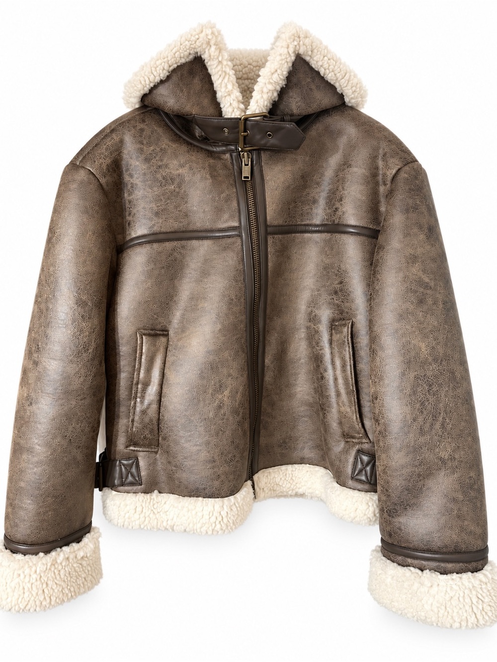 LOFT Faux Shearling Moto Jacket – Size Large
